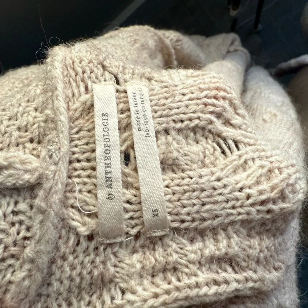Anthropologie Beige Cable Knit Cardigan - Picture 6 of 8